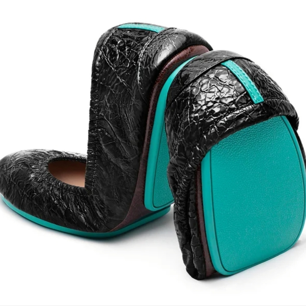 Tieks Patent Black Leather Flats Size 11